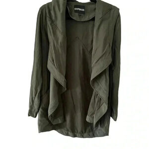 EXPRESS Women’s Oversized Baggy Moto Lagonlook Casual Shacket Jacket Green‎ SM
